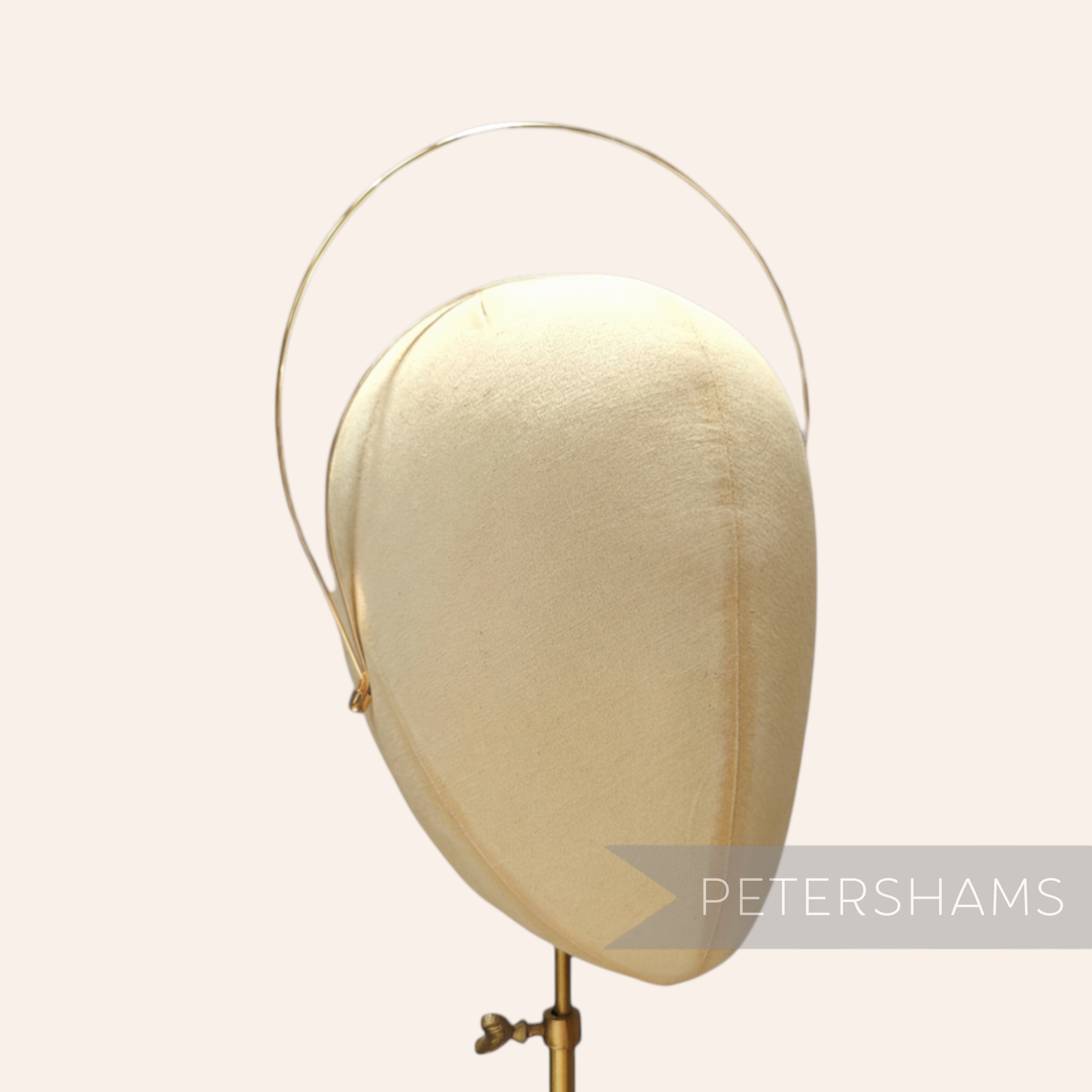 Petershams Millinery Supplies gold metal halo crown headband frame with a flat inner band and round wire top.