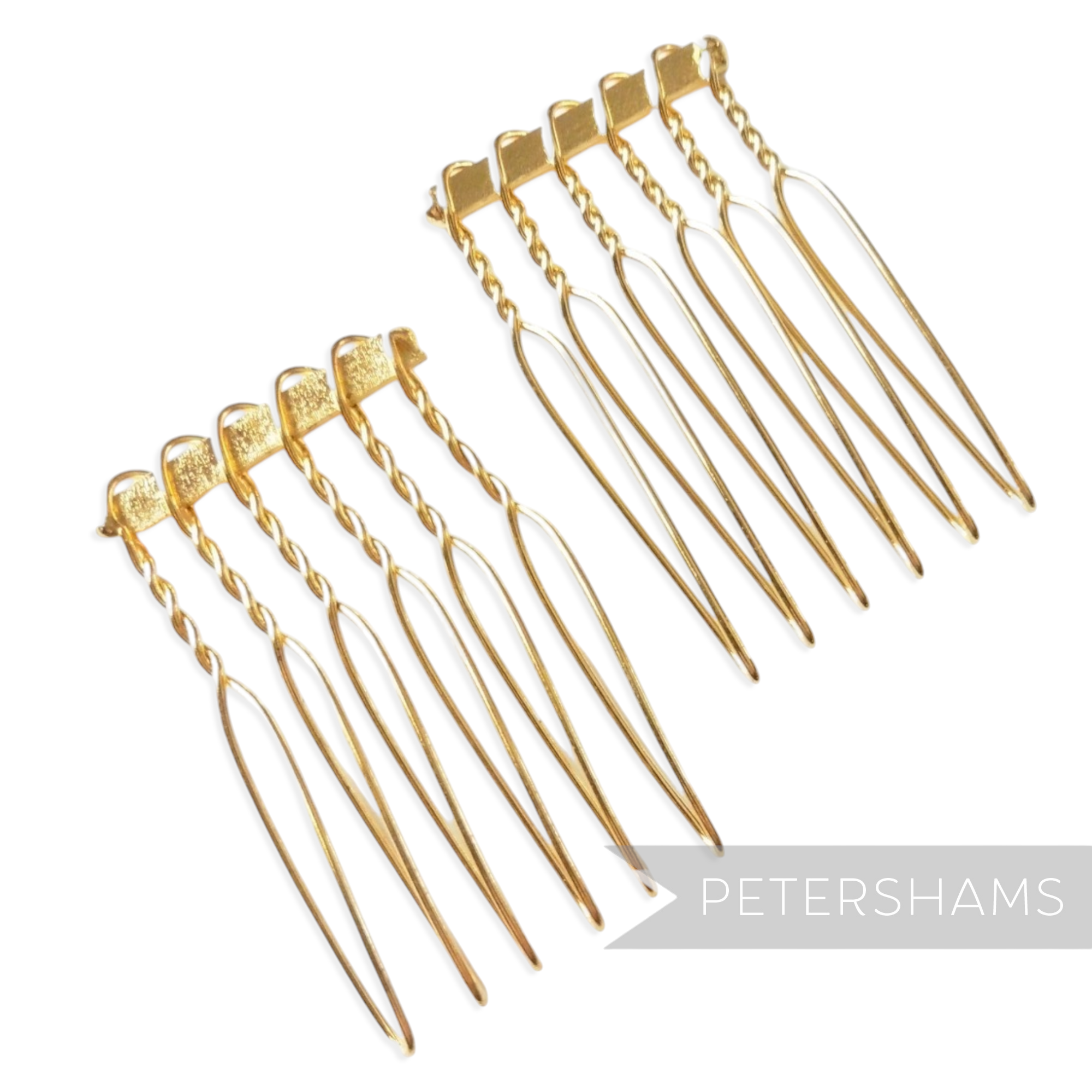Petershams Millinery Supplies gold plated mini metal hair combs for bridal veils and hairpieces