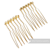 Petershams Millinery Supplies gold plated mini metal hair combs for bridal veils and hairpieces