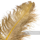 Petershams Millinery Supplies extra large gold ostrich feather for dramatic millinery and costume design