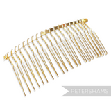 Petershams Millinery Supplies 8.5cm gold plated metal hair comb for bridal headpieces and fascinators.