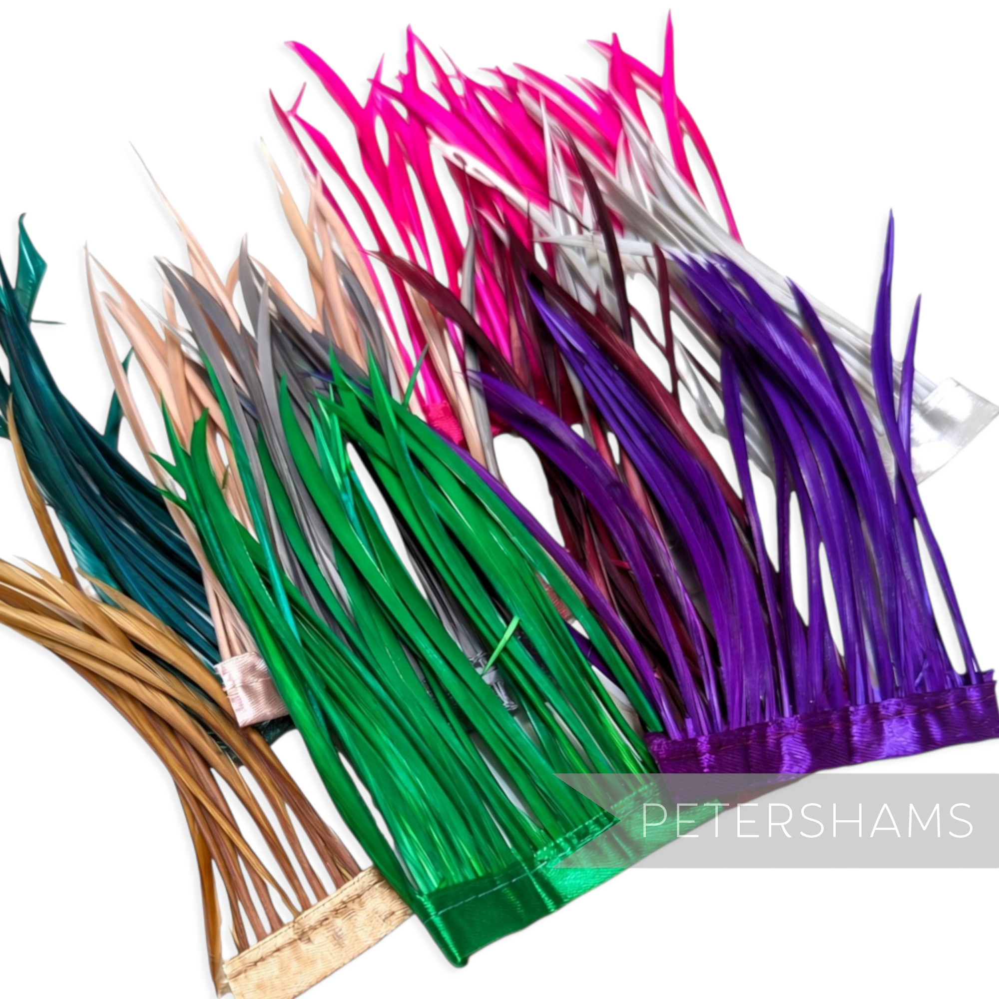 Petershams Millinery Supplies lucky dip bundle of assorted colourful goose biot feather fringe remnants