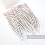 Petershams Millinery Supplies pale pink goose biot feather fringe with satin ribbon binding for millinery crafts