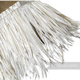Petershams Millinery Supplies extra long ivory goose biot feather fringe with a satin ribbon binding