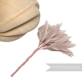 Petershams Millinery Supplies Kay goose feather pom flower mount in dusty pink with wired stems for hat making.