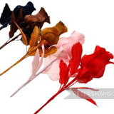 Petershams Millinery Supplies Belle goose feather rosebud hat mounts in red, pink and brown