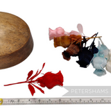 Petershams Millinery Supplies Belle goose feather rosebud hat mounts in various colors with wired stems