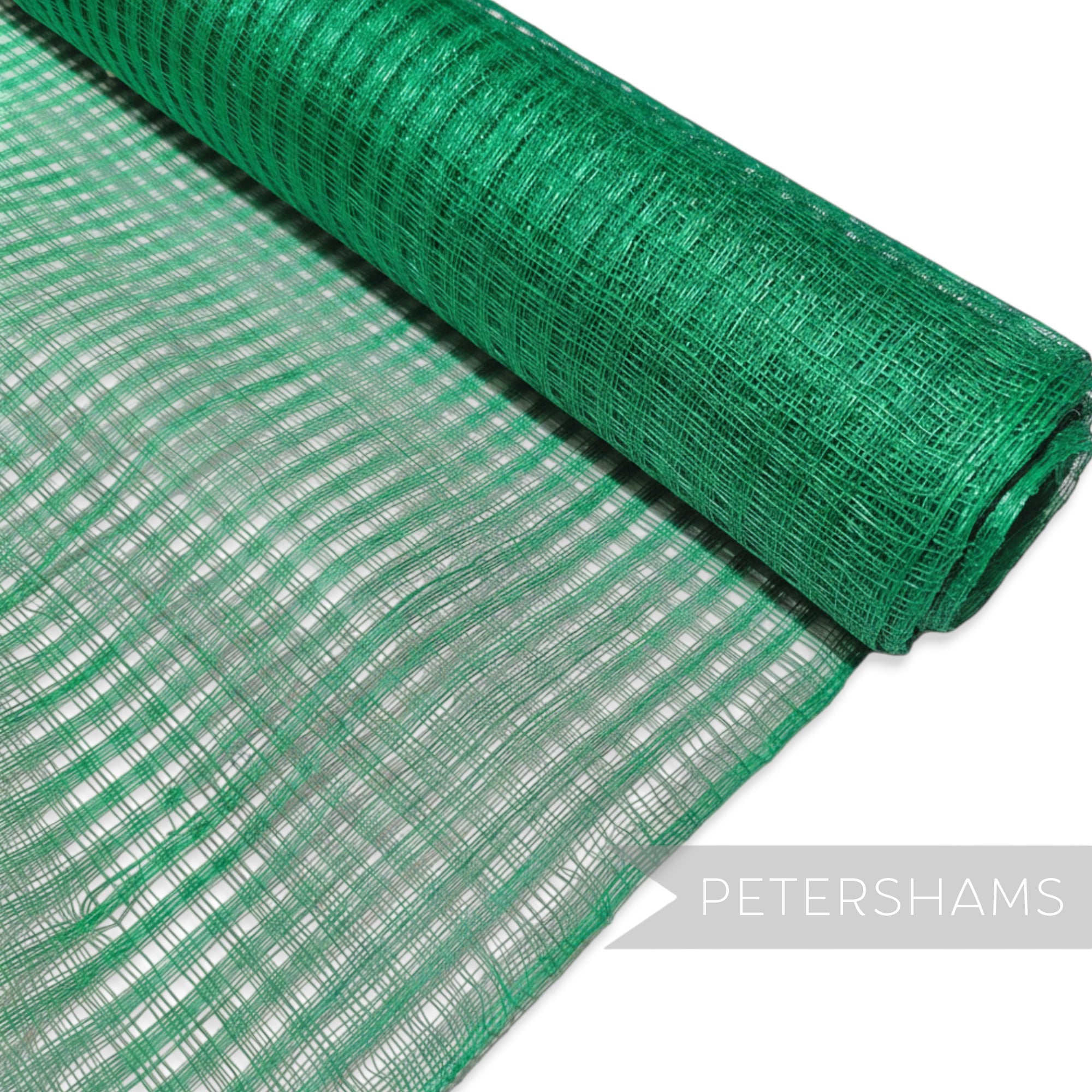 Petershams Millinery Supplies green basket weave sinamay fabric roll for hat making and millinery projects