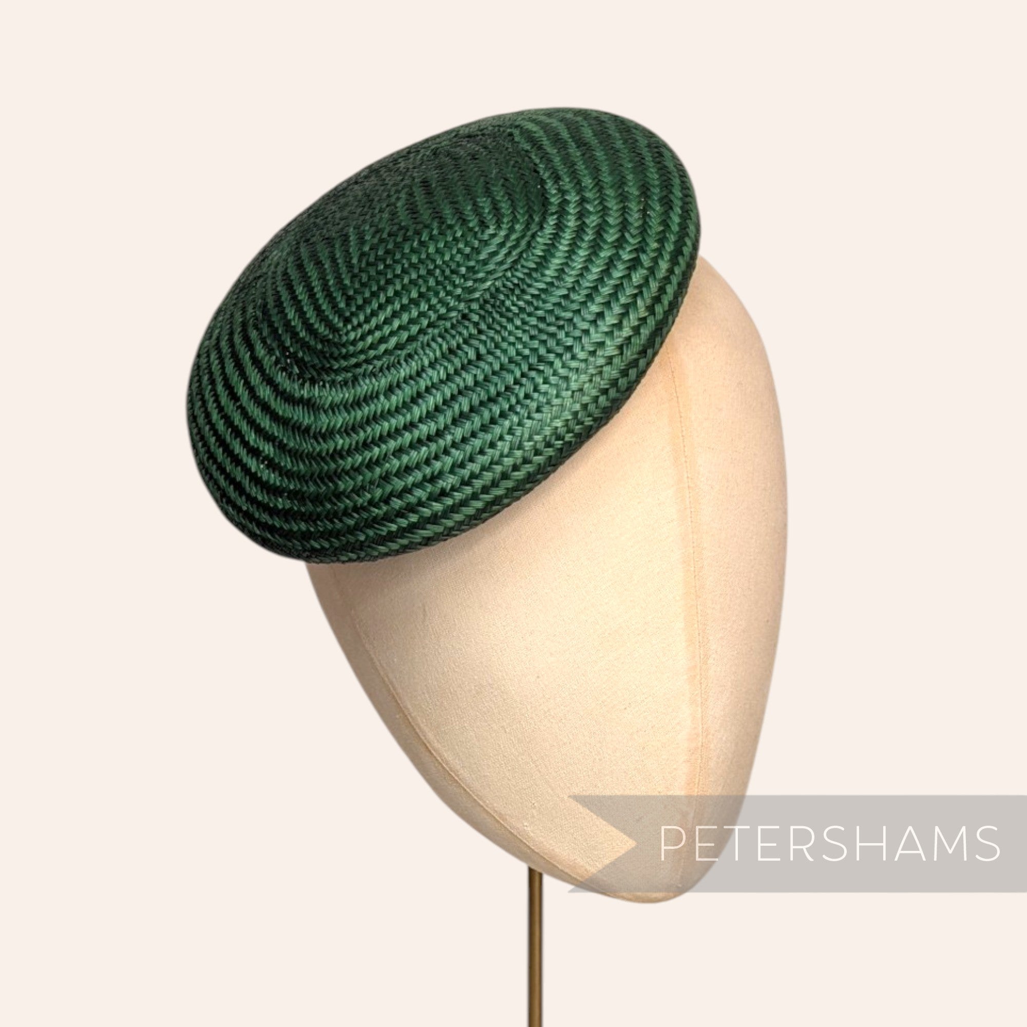 Petershams Millinery Supplies round dark green buntal straw button fascinator hat base