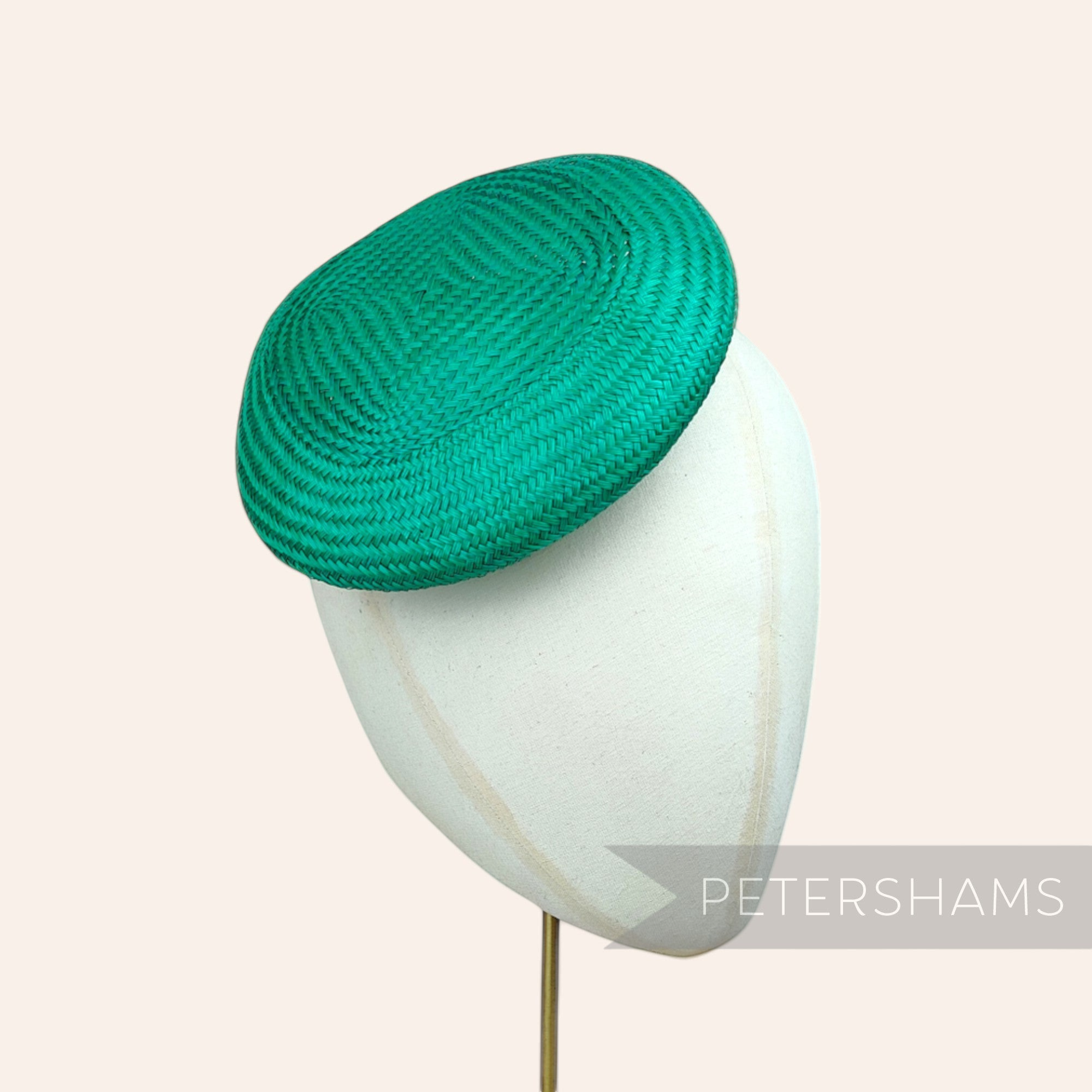 Petershams Millinery Supplies green buntal straw button fascinator hat base