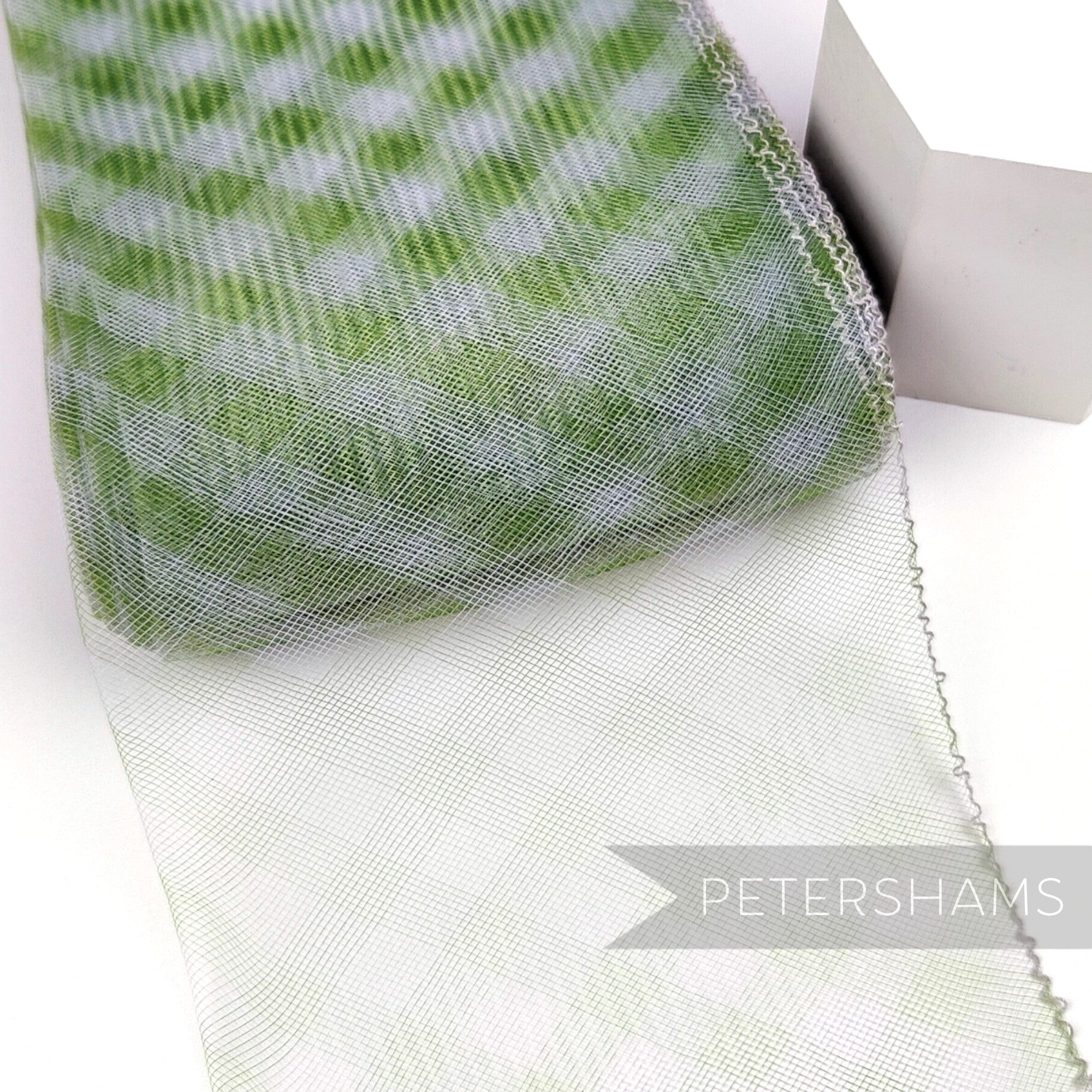 Petershams Millinery Supplies 15cm wide green and grey checker pattern crinoline horsehair braid for millinery