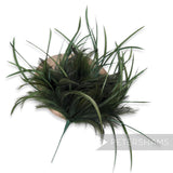 Petershams Millinery Supplies dark green mega hackle and goose biot feather hat mount with five wired sections