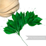 Petershams Millinery Supplies large emerald green spiky goose feather wired millinery mount for hat making