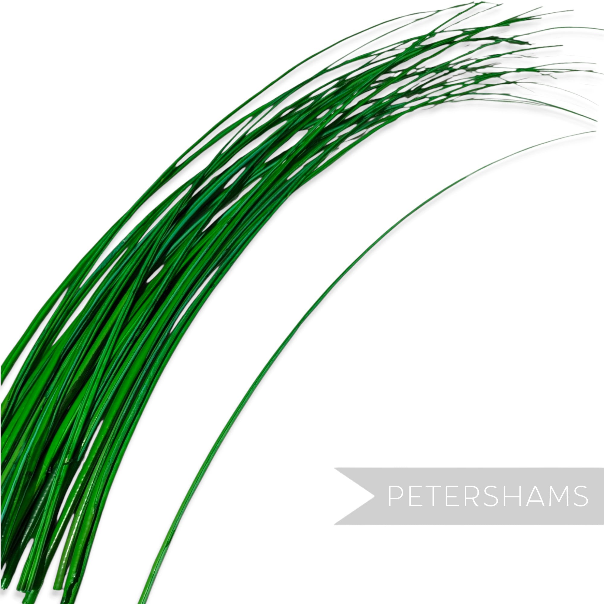 Petershams Millinery Supplies long emerald green stripped ostrich quill feather for hat making and millinery crafts