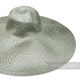 Petershams Millinery Supplies light green polybraid capeline hat body with intricate weave and 15-inch brim.