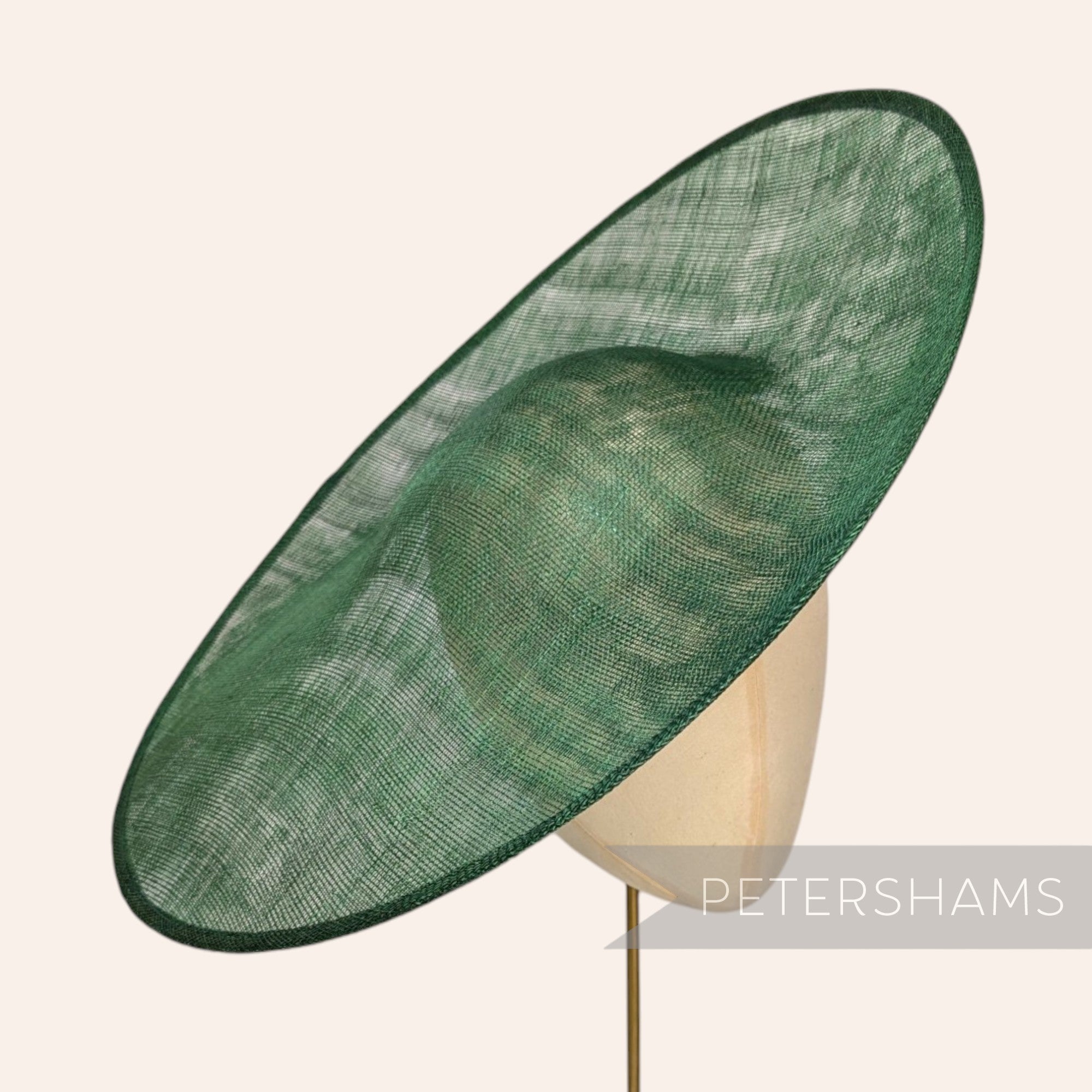 Petershams Millinery Supplies Catherine XL bottle green sloped sinamay fascinator hat base