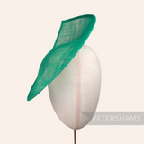 Petershams Millinery Supplies Diana emerald green sinamay fascinator hat base with pointed scallop edge