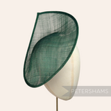 Petershams Millinery Supplies Diana bottle green sinamay fascinator hat base with a pointed scallop edge