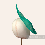 Petershams Millinery Supplies Diana emerald green sinamay fascinator hat base with a pointed scallop edge