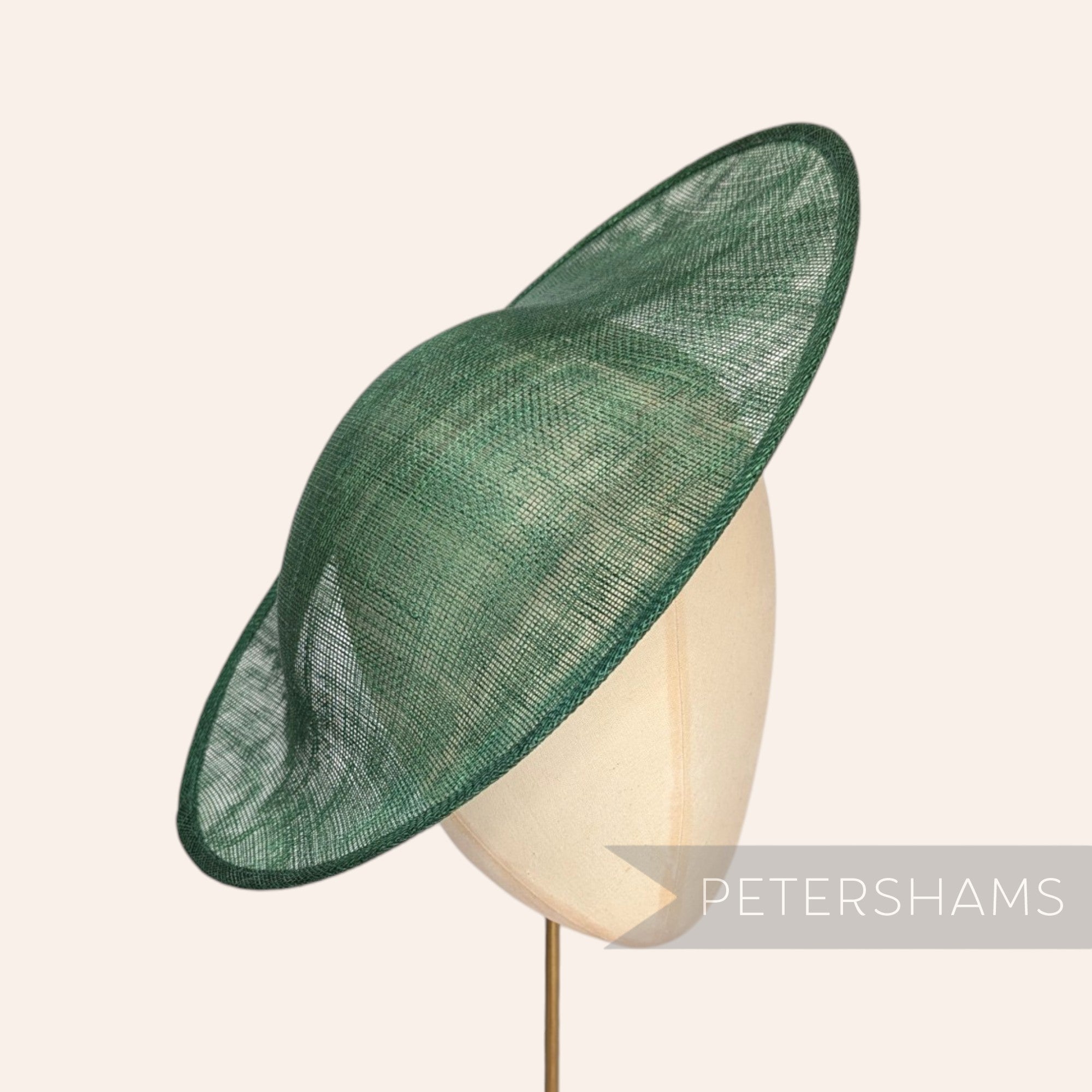 Petershams Millinery Supplies Maggie large oval bottle green sinamay fascinator hat base