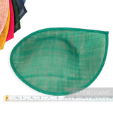 Petershams Millinery Supplies Diana emerald green sinamay fascinator hat base with a pointed scallop edge and crown indent.