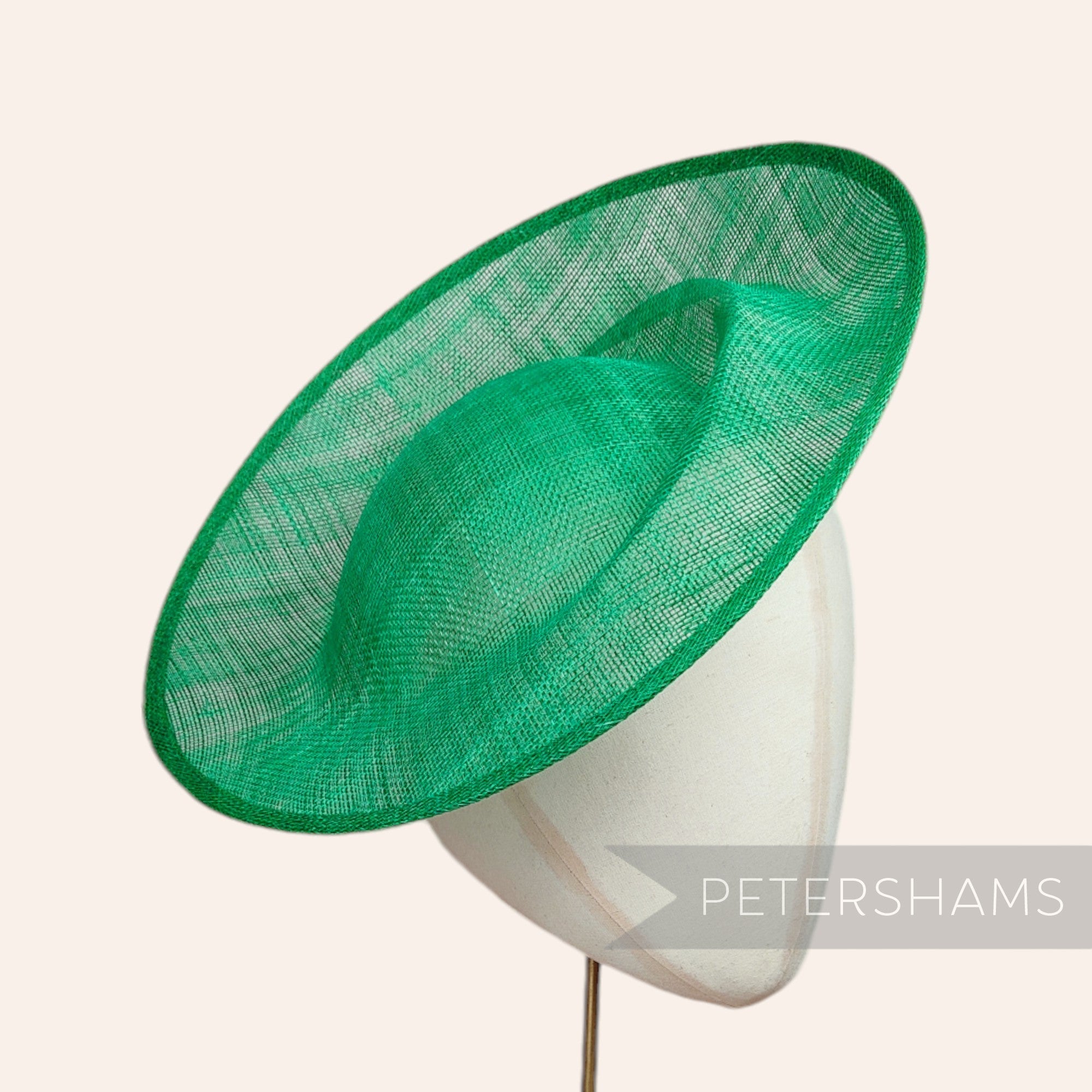 Petershams Millinery Supplies emerald green sinamay orbital pleat fascinator hat base