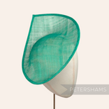 Petershams Millinery Supplies Diana emerald green sinamay fascinator hat base with a pointed scallop edge