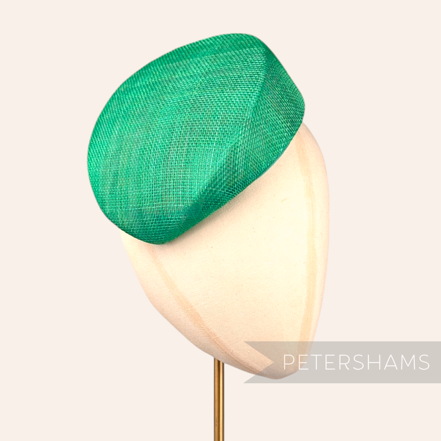 Petershams Millinery Supplies Betty emerald green sinamay sloped pillbox fascinator hat base