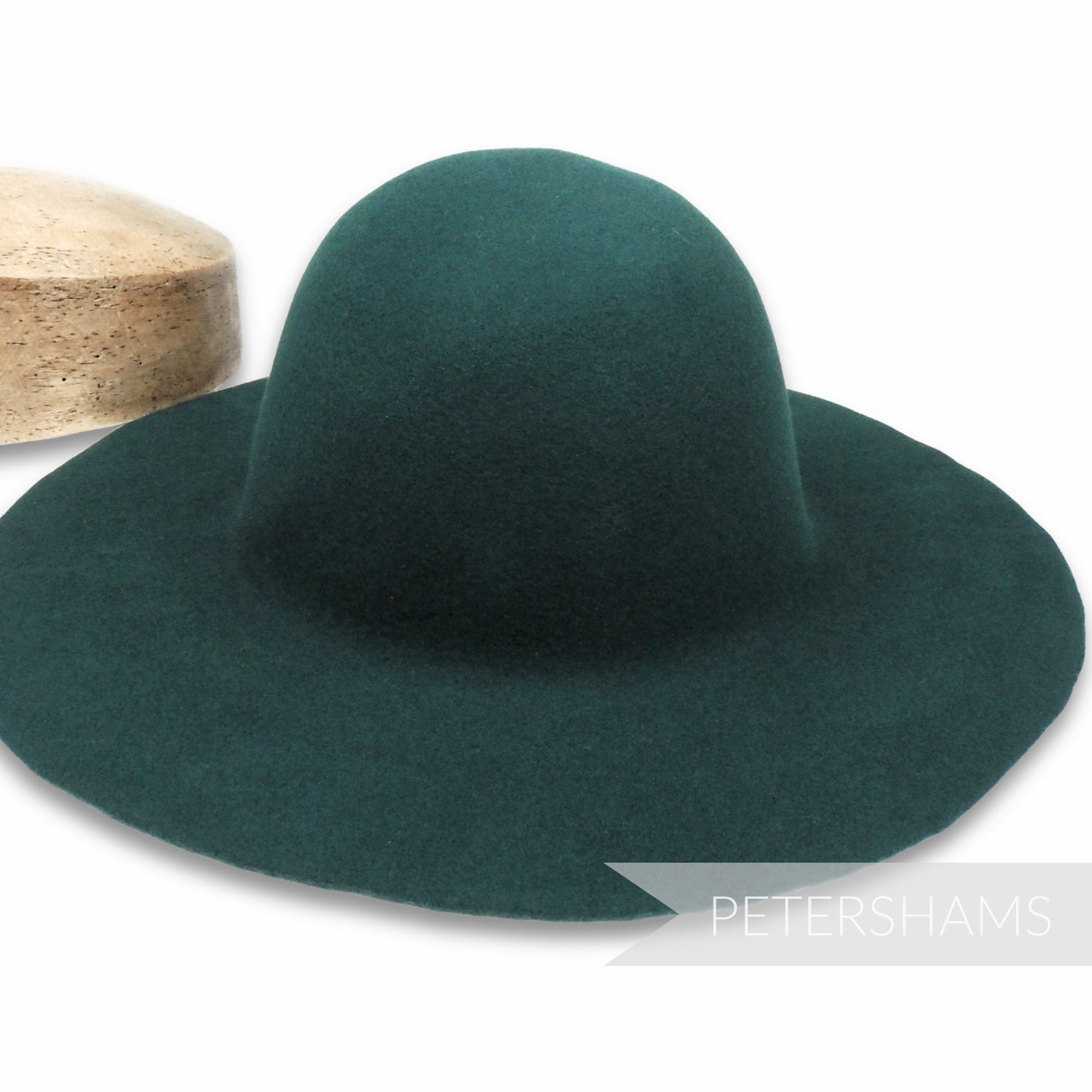 Petershams Millinery Supplies dark green wool felt capeline hat body for millinery blocking