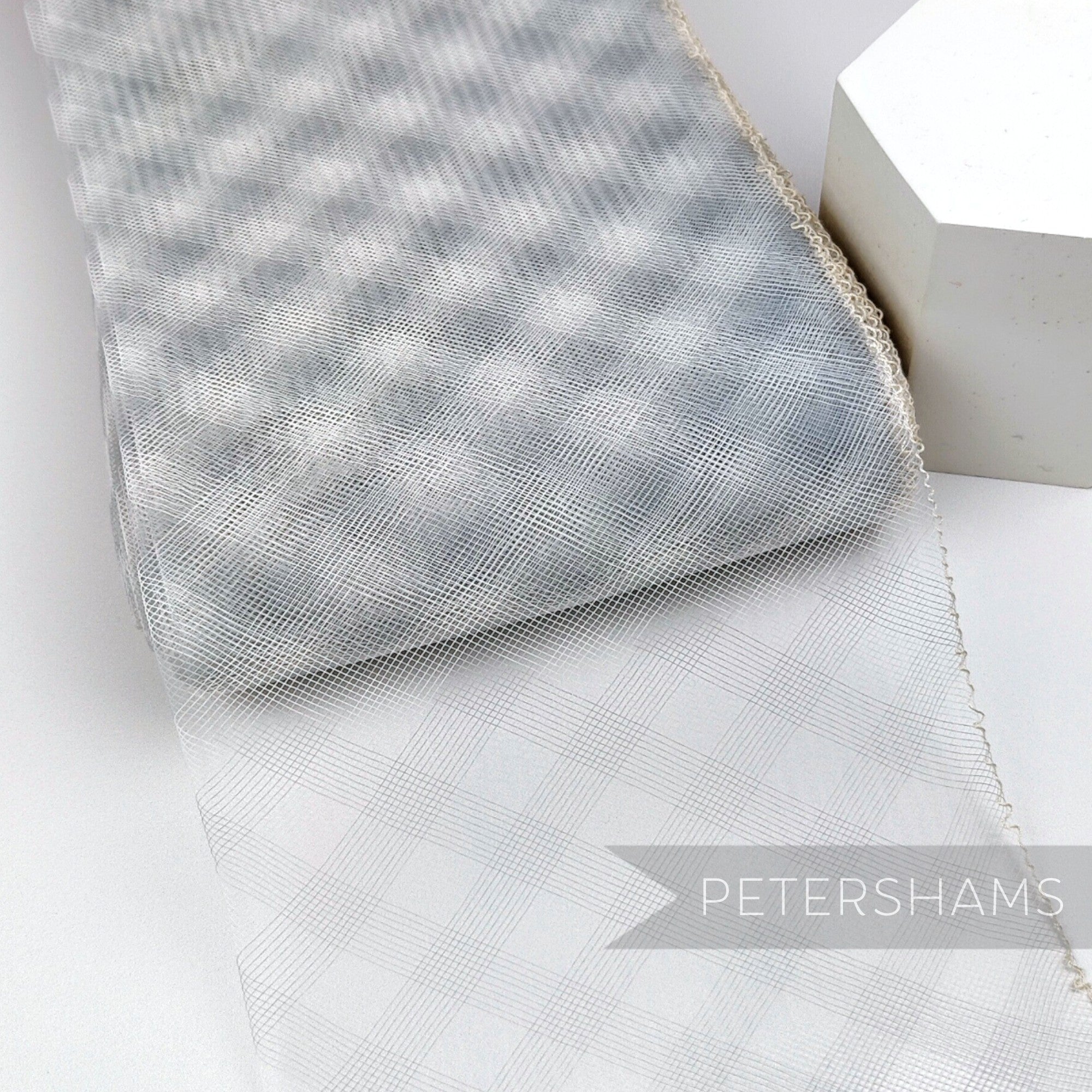 Petershams Millinery Supplies 15cm wide grey checker pattern crinoline horsehair braid for fascinator making