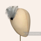 Petershams Millinery Supplies grey marabou and coque feather hat mount with a faceted black bead accent