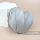 Petershams Millinery Supplies large grey tulip-shaped flower made from cupped goose nagorie feathers