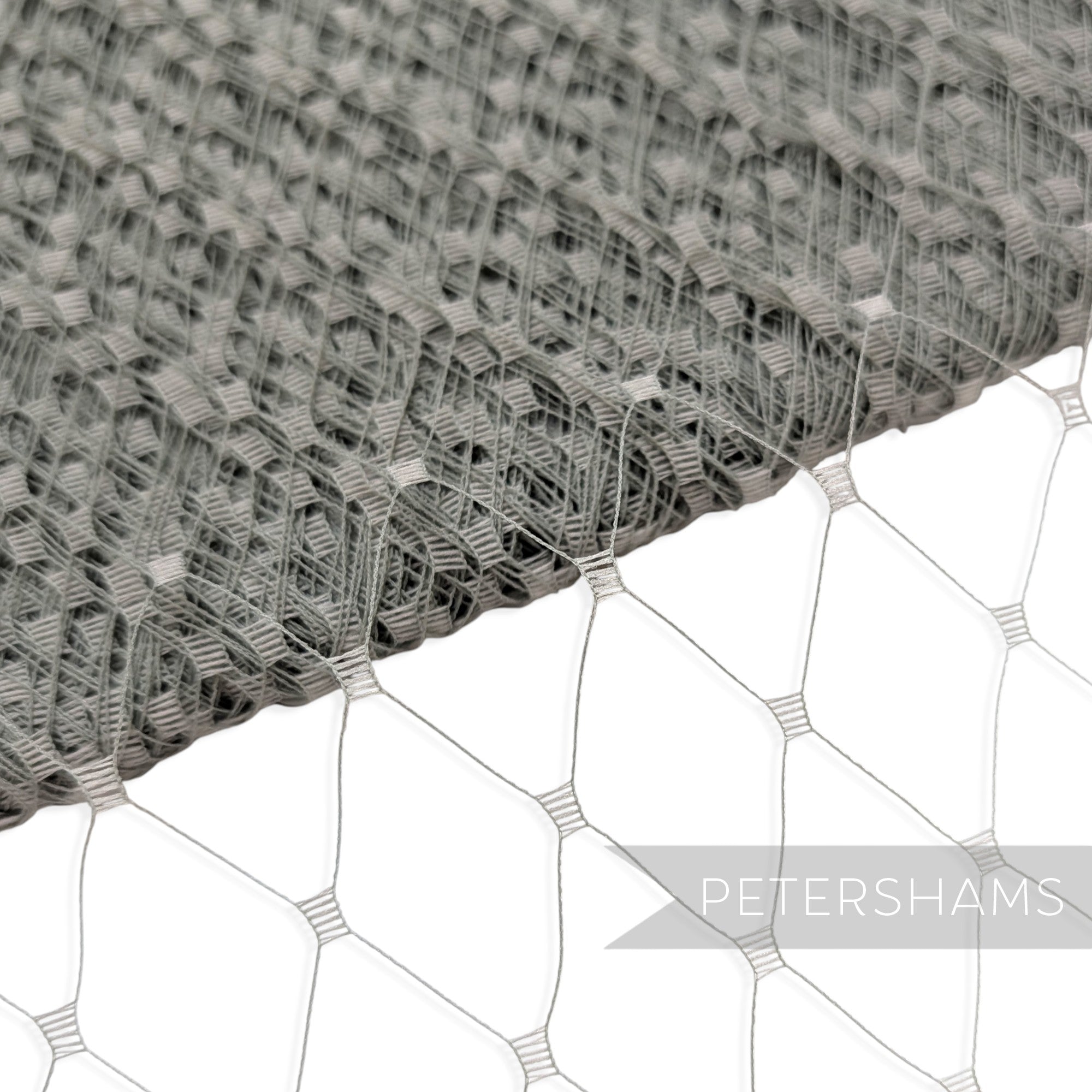 Petershams Millinery Supplies grey nylon merry widow veiling with extra wide 3cm diamond pattern for millinery