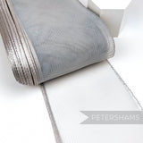 Petershams Millinery Supplies 15cm wide grey crinoline trim with a shiny polybraid edge for hat making and millinery.