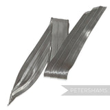 Petershams Millinery Supplies grey satin pleated puggaree hat band with metal fastening tab