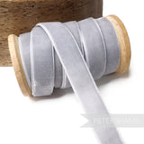 Petershams Millinery Supplies 16mm vintage pale blue grey velvet ribbon on a wooden spool
