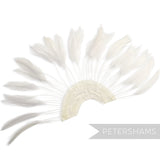 Petershams Millinery Supplies ivory stripped hackle feather fan on a cotton base for hat and fascinator trimming