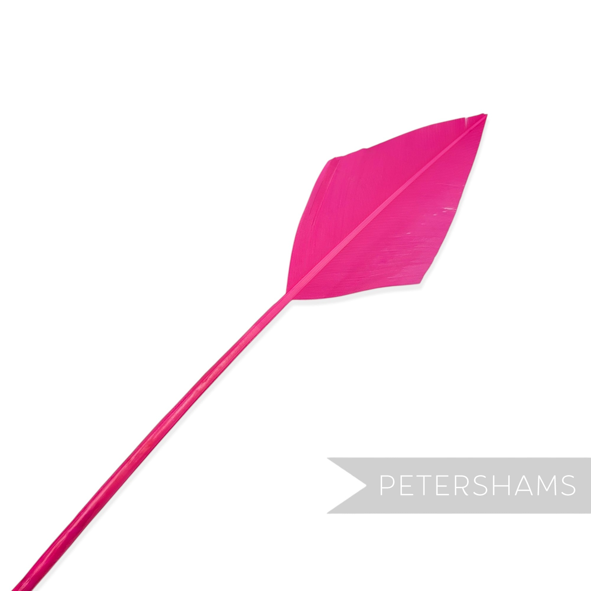 Petershams Millinery Supplies neon pink arrowhead turkey quill feather for hats and fascinators