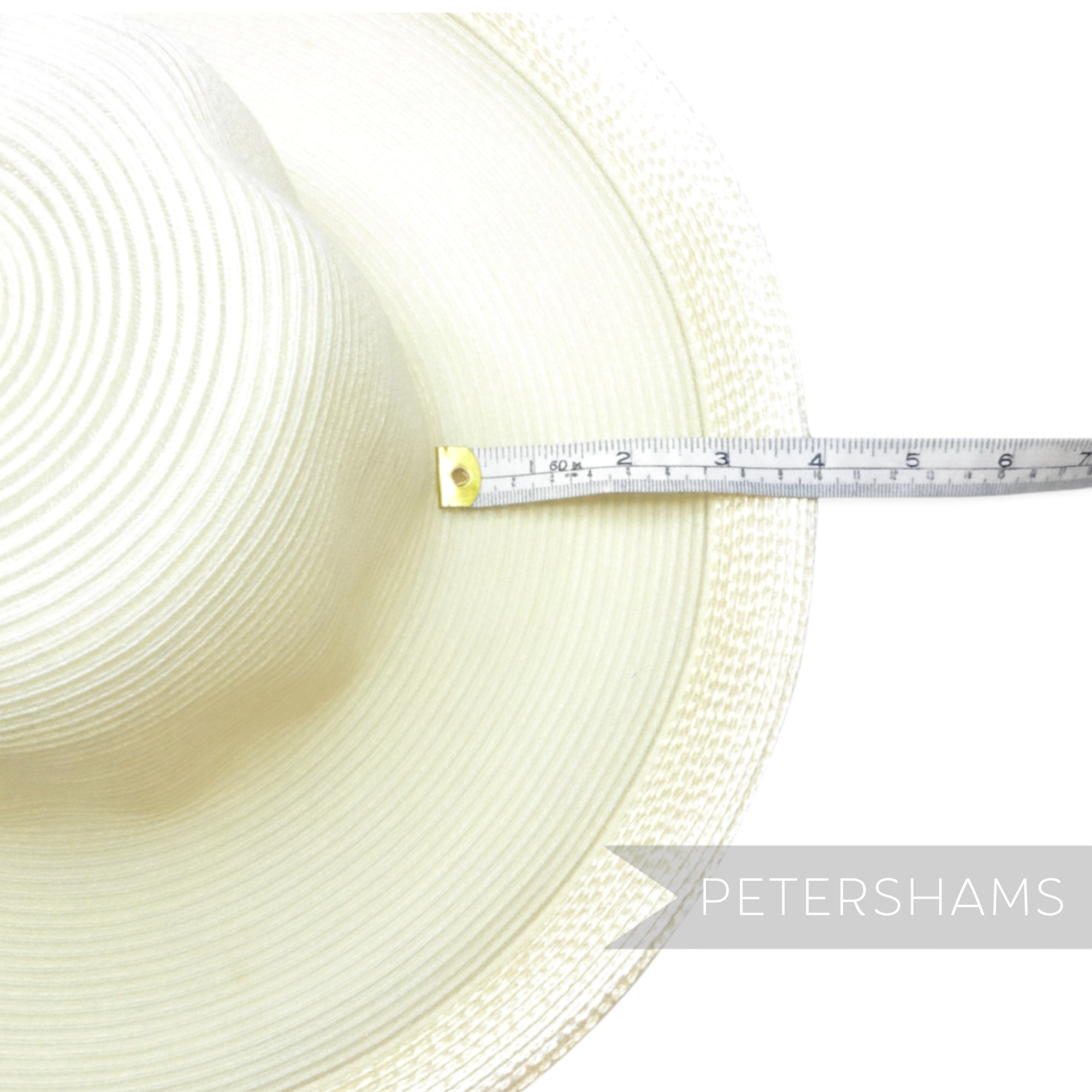 Petershams Millinery Supplies ivory cotton threaded capeline hat body with shiny polybraid edge