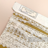 Petershams Millinery Supplies vintage 15mm ivory cotton guipure lace trim with a delicate flower pattern on a card. For Brides and Weddings