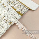 Petershams Millinery Supplies vintage 15mm ivory cotton guipure lace trim with a delicate flower pattern. For Brides and Weddings