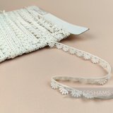 Petershams Millinery Supplies vintage 10mm ivory guipure lace trim with a delicate radiant fan design on a spool