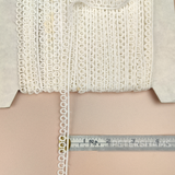 Petershams Millinery Supplies vintage 10mm ivory guipure lace trim with a mini ring pattern on a spool