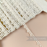 Petershams Millinery Supplies vintage 9mm ivory guipure lace trim with a delicate mini club dotted pattern