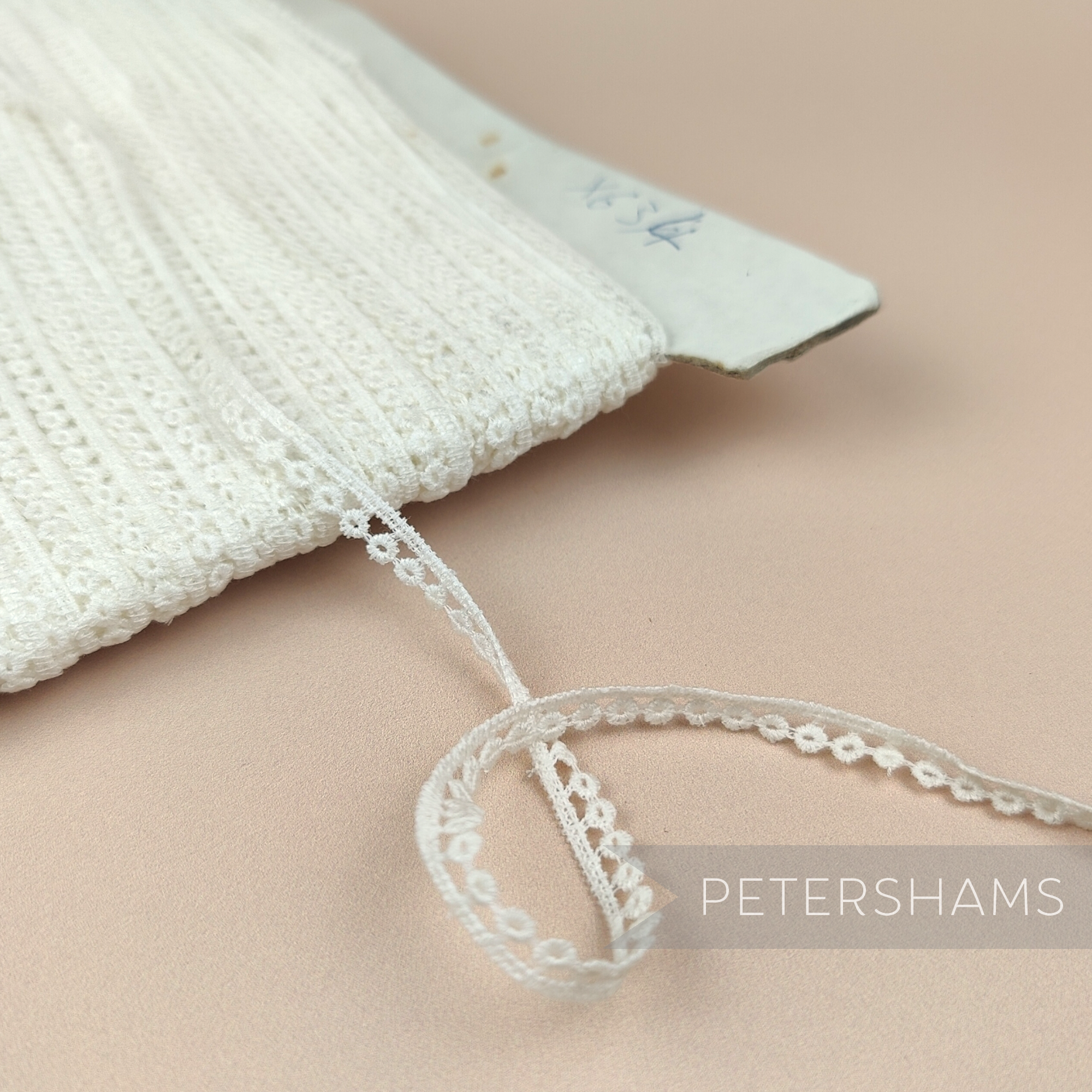 Petershams Millinery Supplies vintage 6mm ivory cotton guipure lace trim with a delicate doughnut pattern