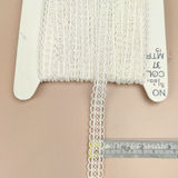 Petershams Millinery Supplies 15mm ivory vintage 1960s guipure lace trim with a delicate lattice scallop pattern.