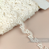 Petershams Millinery Supplies vintage 1940s ivory cotton guipure lace trim with a delicate flutter fan design.