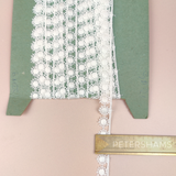 Petershams Millinery Supplies vintage 14mm ivory cotton guipure lace trim with a captains wheel pattern on a card