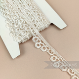 Petershams Millinery Supplies vintage 20mm ivory guipure lace trim with a loopidy loo pattern on a spool