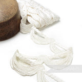 Petershams Millinery Supplies ivory 45mm guipure lace trim with a swag and twisted rope motif for bridal designs